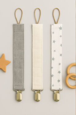 Baby Cais Collection Organik Pamuk Emzik Zinciri - Emzik Askısı - Bebek Hediyesi Set03