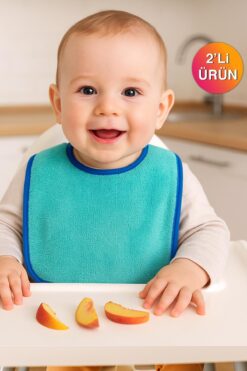 Ender Home CottonVerse 2'li Bebek Mama Önlüğü – Sıvı Geçirmez %100 Pamuk Havlu 25x40 cm