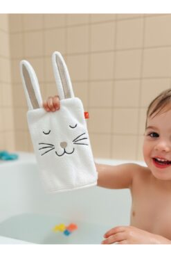 GÜRPAMUK HOME & BABY %100 pamuk yumuşak Kız-Erkek bebek-çocuk-genc-yetişkin havlu kukla kese lif kulaklı BEJ/ tavşan