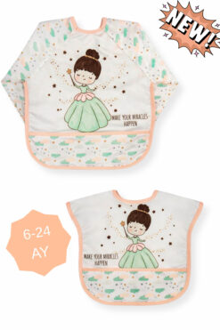 Apronica PRENSES DESEN KOLLU GİYİLEBİLİR ve KOLSUZ CEPLİ MAMA VE AKTİVİTE ÖNLÜĞÜ(6-24 AY)