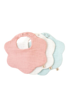 Boho Piccolo 3'lü %100 Pamuklu Organik Soft Renkler 8 Katlı Müslin Bebek Önlük / Salya Önlüğü/nikel Free Çıtçıt