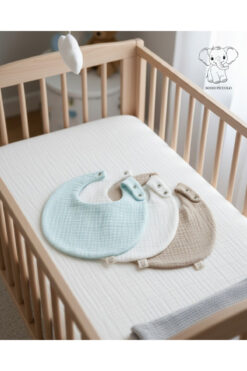 Boho Piccolo Oval 3'lü %100 Pamuk Müslin Bebek Mama Önlüğü / Yakalık / Salya Önlüğü