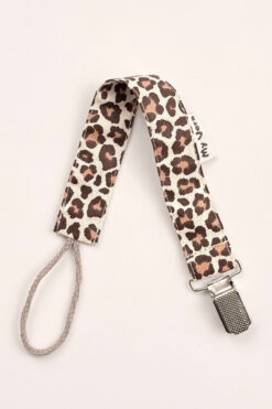 MyVera Leopar Emzik Askısı - Kumaş Pamuk Bağcıklı Emzik Zinciri - Emzik Tutacağı