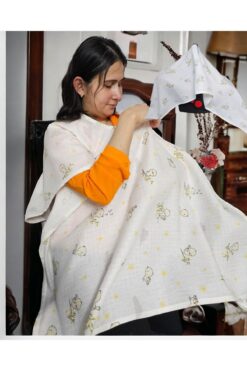 BeybiNest Müslin Sevimli Sarı Kuşlar Panço  Emzirme Örtüsü Emzirme Önlüğü Puset Örtüsü