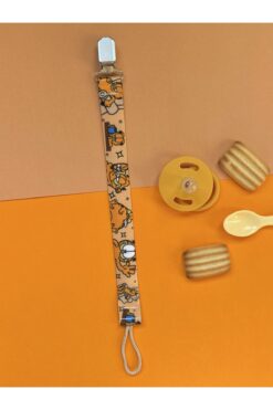 KARAMİLA Kedi Baskılı Emzik Askısı - Emzik Zinciri - Emzik Tutacağı