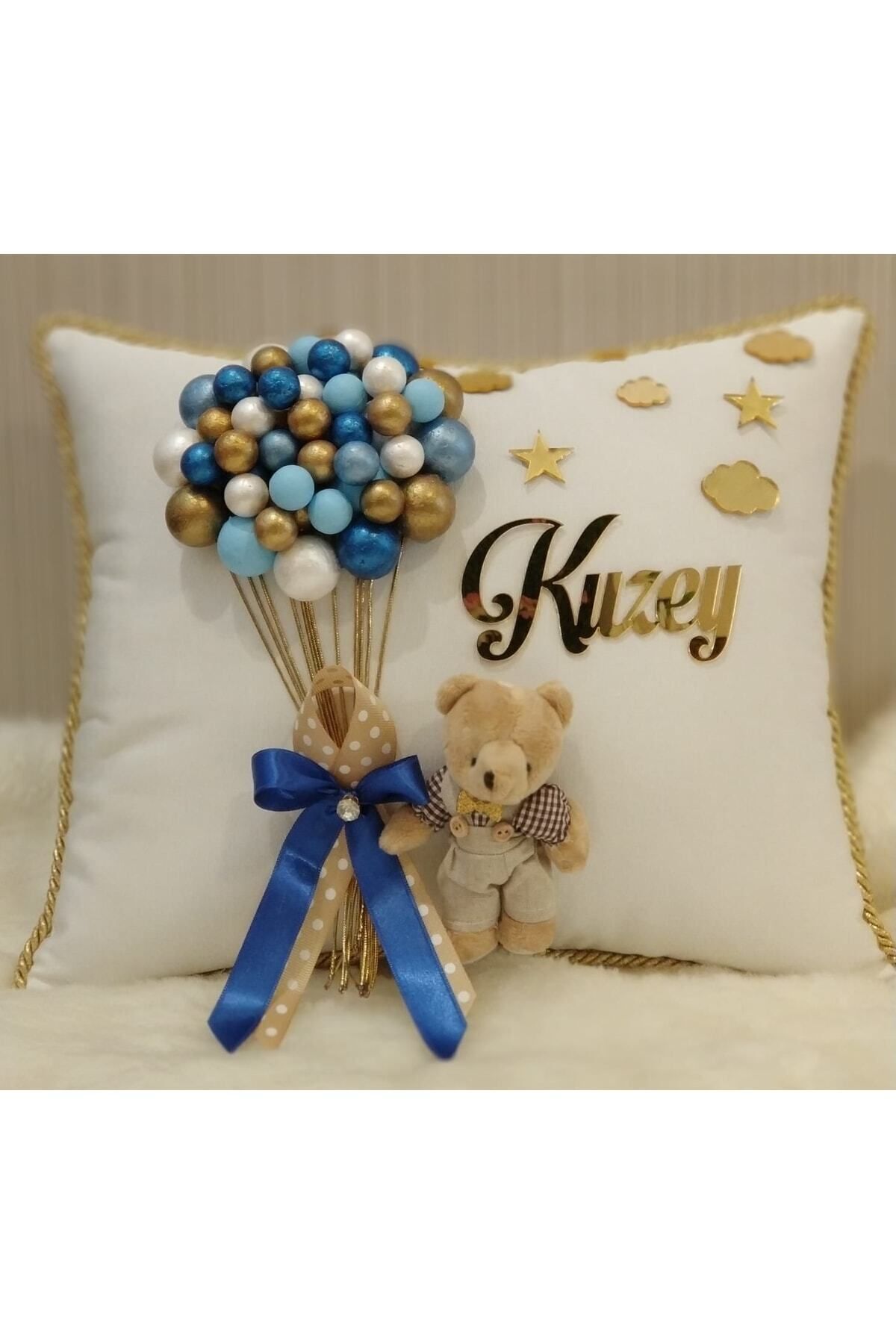 şatafat design Bebek Takı Yastığı Beyaz Gold - Görsel 2