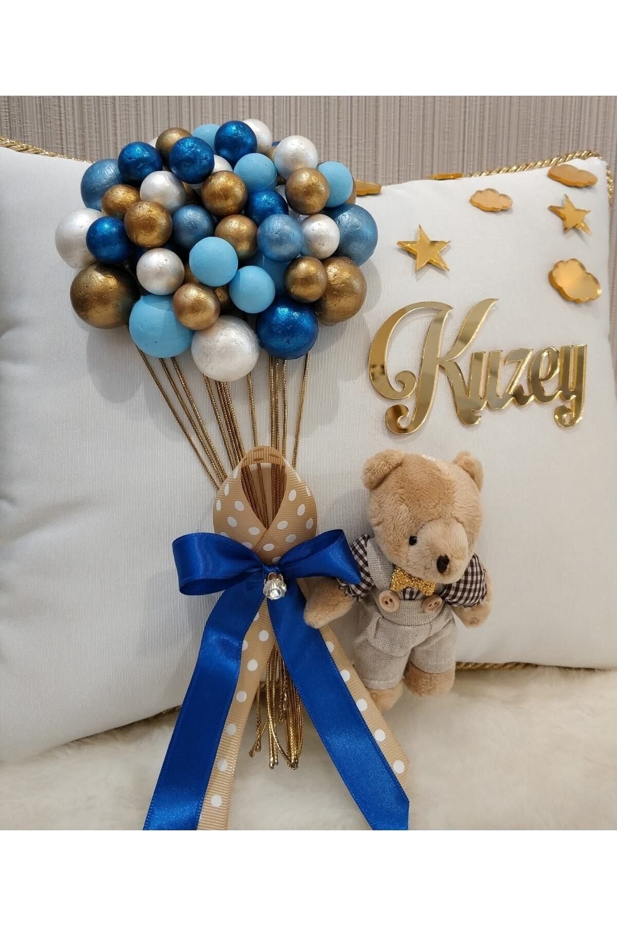 şatafat design Bebek Takı Yastığı Beyaz Gold - Görsel 3