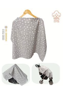 BeybiNest Balenli Yıldızlar Model 100x80 Cm Emzirme Önlüğü Emzirme Örtüsü Fonksiyonel