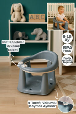 Funny Life Vakumlu Bebek Oturağı Oyuncak Eklentili - Bebek Mama ve Banyo Oturağı - Anne Bebek Ürünleri