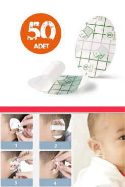 adornazzle 50’li Bebek ve Çocuk Kulak İçin Su Geçirmez Bant, Bebek Kulak Koruyucu Bant, Duş Kulak Koruma