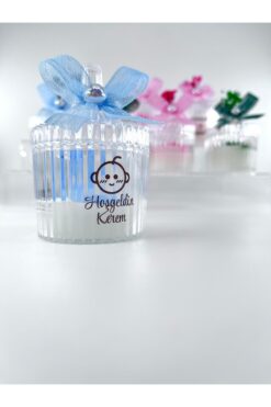 EvremStore 10 Adet Baby Shower, Doğum Günü, Mevlüt Bebek Ayıcıklı Kalpli Hediyelik Mum