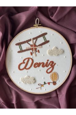 punch passion Bebek kapı süsü, hastane kapı süsü, 30 cm, punch nakışlı, isimli kapı süsü hediyelik-Model: PPVP164