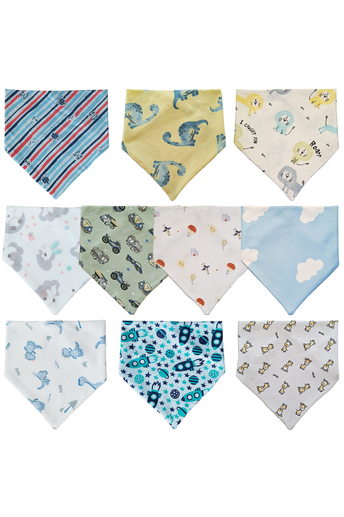 Baby Minik Üçgen Fular Penye Salya Ve Mama Önlüğü 10 Adet