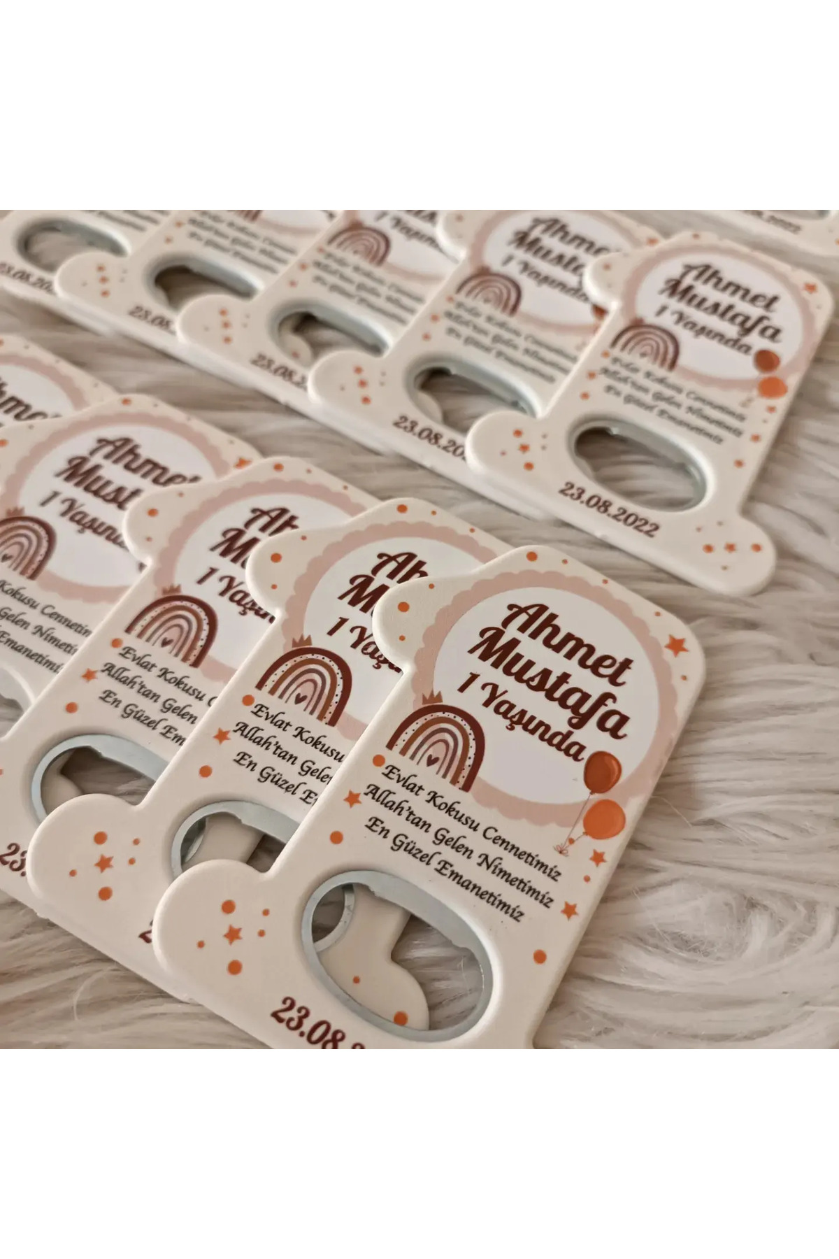 doğrukan 25 Adet Gökkuşağı Konsept 1 yaş Doğum Günü Yenidoğan Magnet Hediyelik - Görsel 2