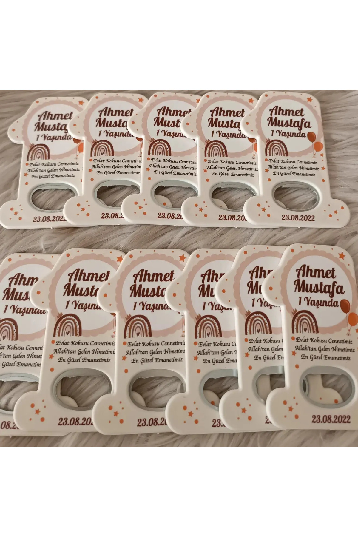 doğrukan 25 Adet Gökkuşağı Konsept 1 yaş Doğum Günü Yenidoğan Magnet Hediyelik - Görsel 3