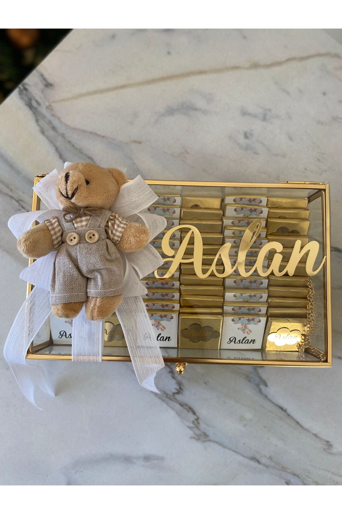 PERİ Bebek Hediyelik Hoşgeldin Bebek Çikolata Kutusu Ayıcıklı Set 70 Adet Çikolata