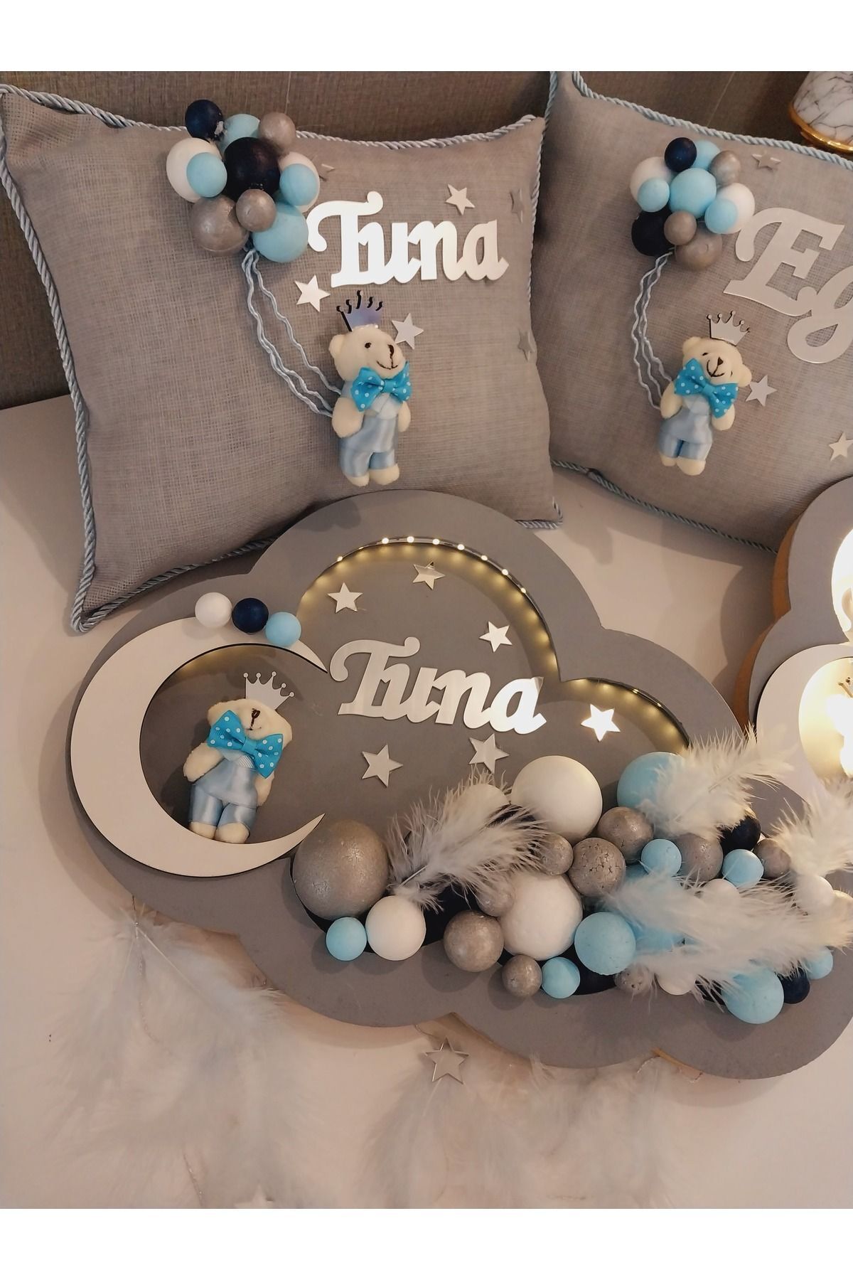 ARMAGAN BEBEK NİKAH ŞEKERİ Bebek Kapı Süsü, Takı Yastığı Bulut Model - Görsel 2