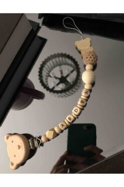 Serap Yılmaz Sahi Isimli Ahşap Boncuklu Bebek Emzik Zinciri - Emzik Askısı - Bebek Hediyesi - TYSYSH0503