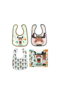 babyist Sevimli Geyik Temalı 3'lü Bebek Mama Önlüğü Seti