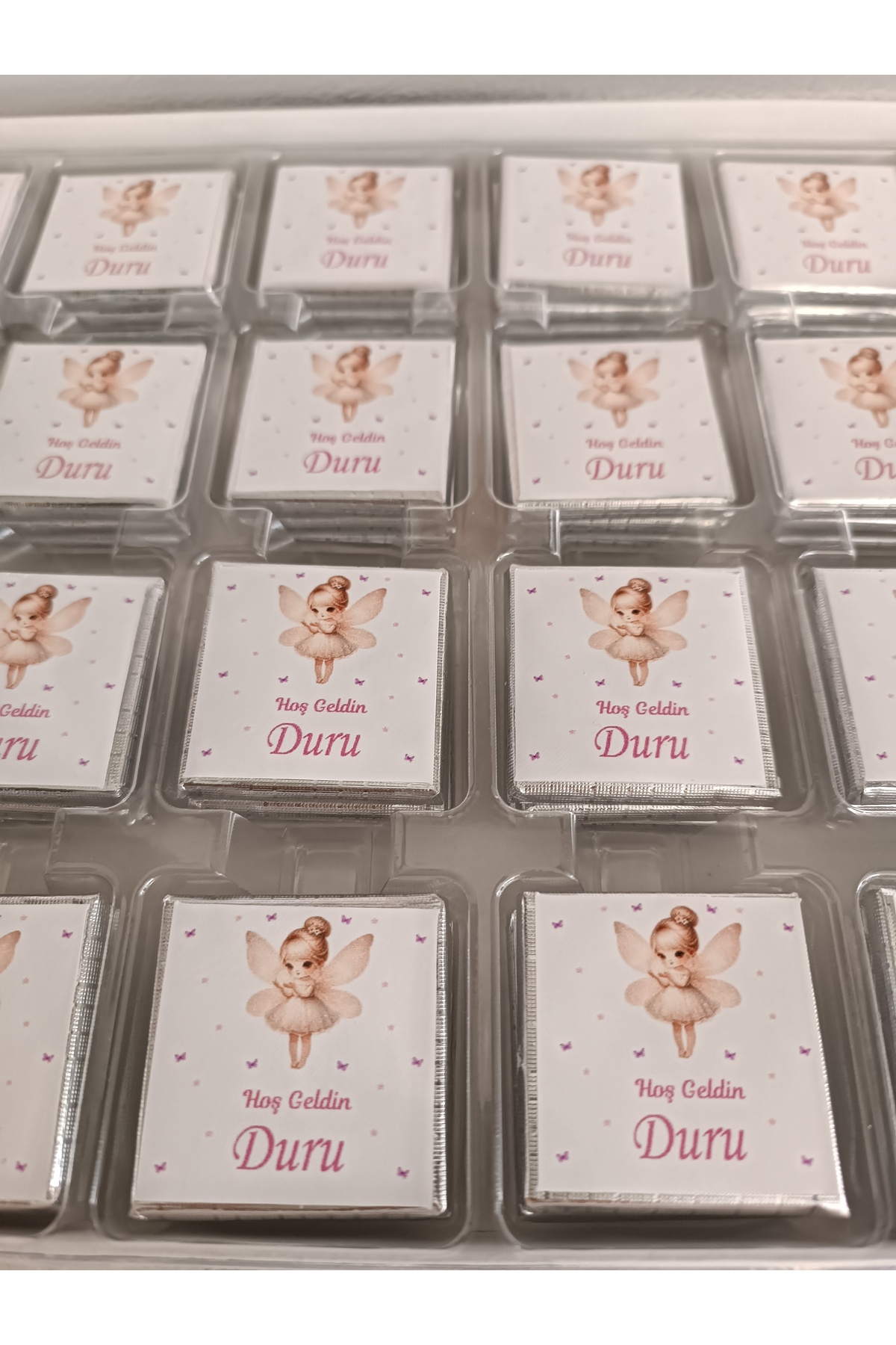 Doğrukan Hediyelik 72 li karton kutuda peri kızlı bolçi marka çikolata yenidoğan doğum günü mevlüt hediyelikleri - Görsel 3