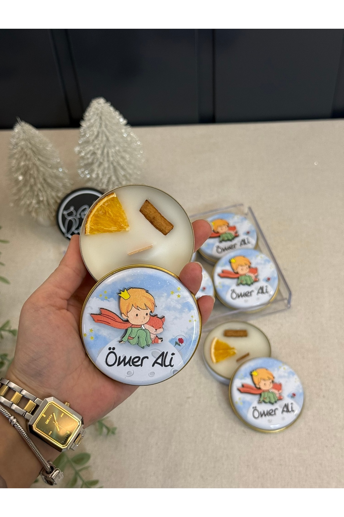 Baykuş Craft Mimarlık Kabartmalı 3 Boyutlu İsimli Yeni doğan Bebek Mevlid Hediyelik Mum-Küçük Prens-Toplam 10 Adet