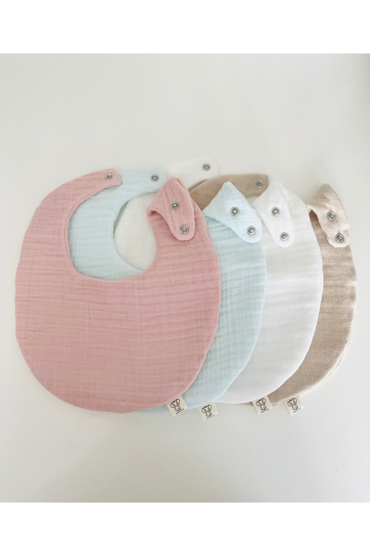 Boho Piccolo Oval 4'lü %100 Pamuk Müslin Bebek Önlüğü / Yakalık / Salya Önlüğü