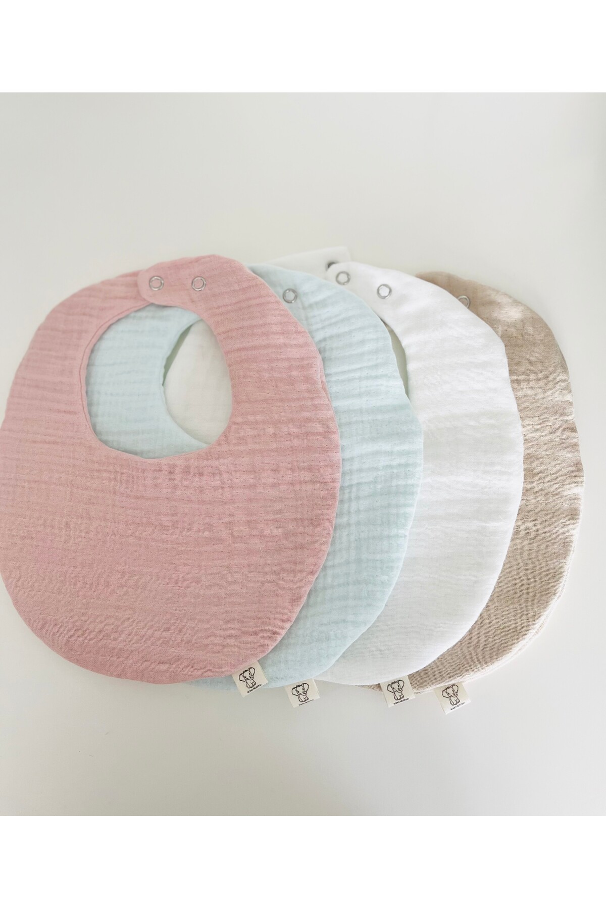 Boho Piccolo Oval 4'lü %100 Pamuk Müslin Bebek Önlüğü / Yakalık / Salya Önlüğü - Görsel 2