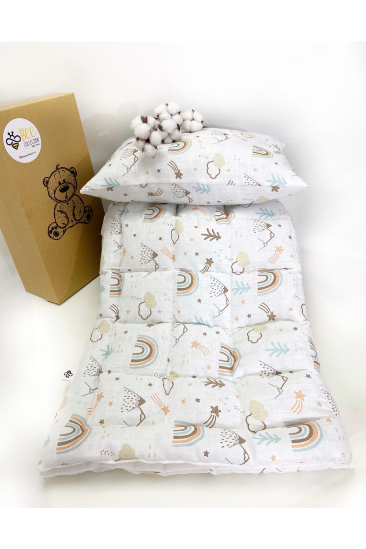 Bee collection Müslin Bebek Yorganı Yastığı - Görsel 2