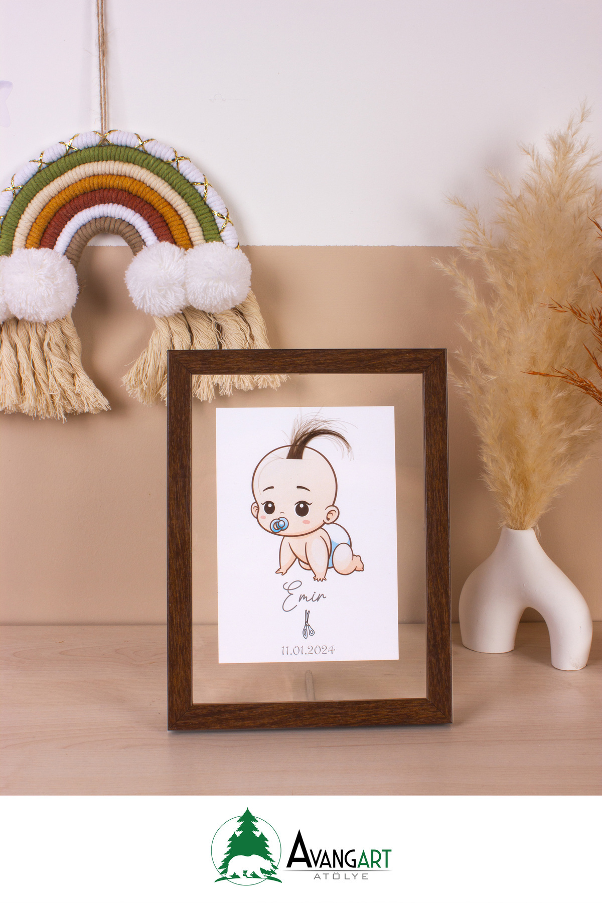 AVANGART ATÖLYE İlk Saçım Çerçevesi - Ceviz