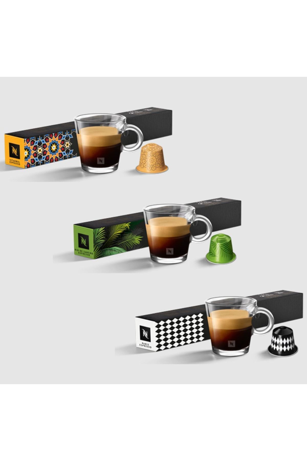 Nespresso Yeni World Serisi Istanbul, Rio De Janeiro Ve Paris Espresso Kapsül Kahve 10'lu 3'lü Set