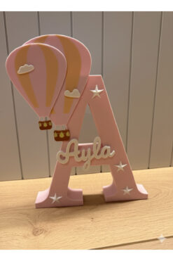 Elhara Design Kişiye Özel Balon ve Yıldız Süslemeli İsimlik Çocuk Odası Dekor 20 cm