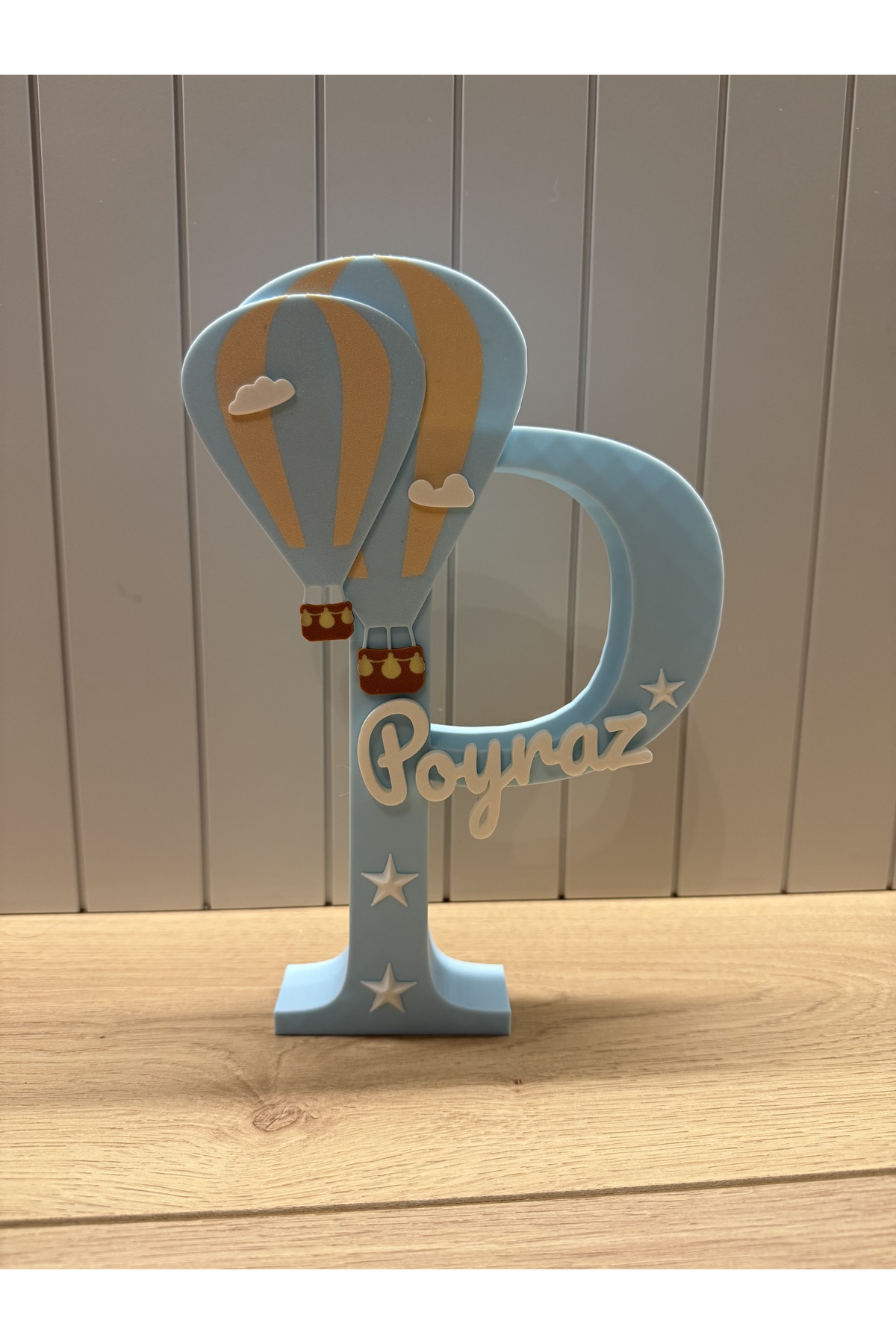 Elhara Design Kişiye Özel Balon ve Yıldız Süslemeli İsimlik Çocuk Odası Dekor 20 cm - Görsel 2