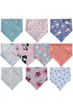 Baby Minik Kız Bebek Üçgen Fular Penye Salya Ve Mama Önlüğü 10 Adet