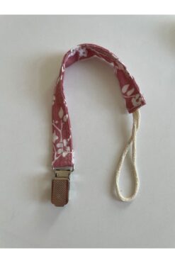 runbaby Run Baby Pembe Çiçek Desenli Müslin Emzik Askısı