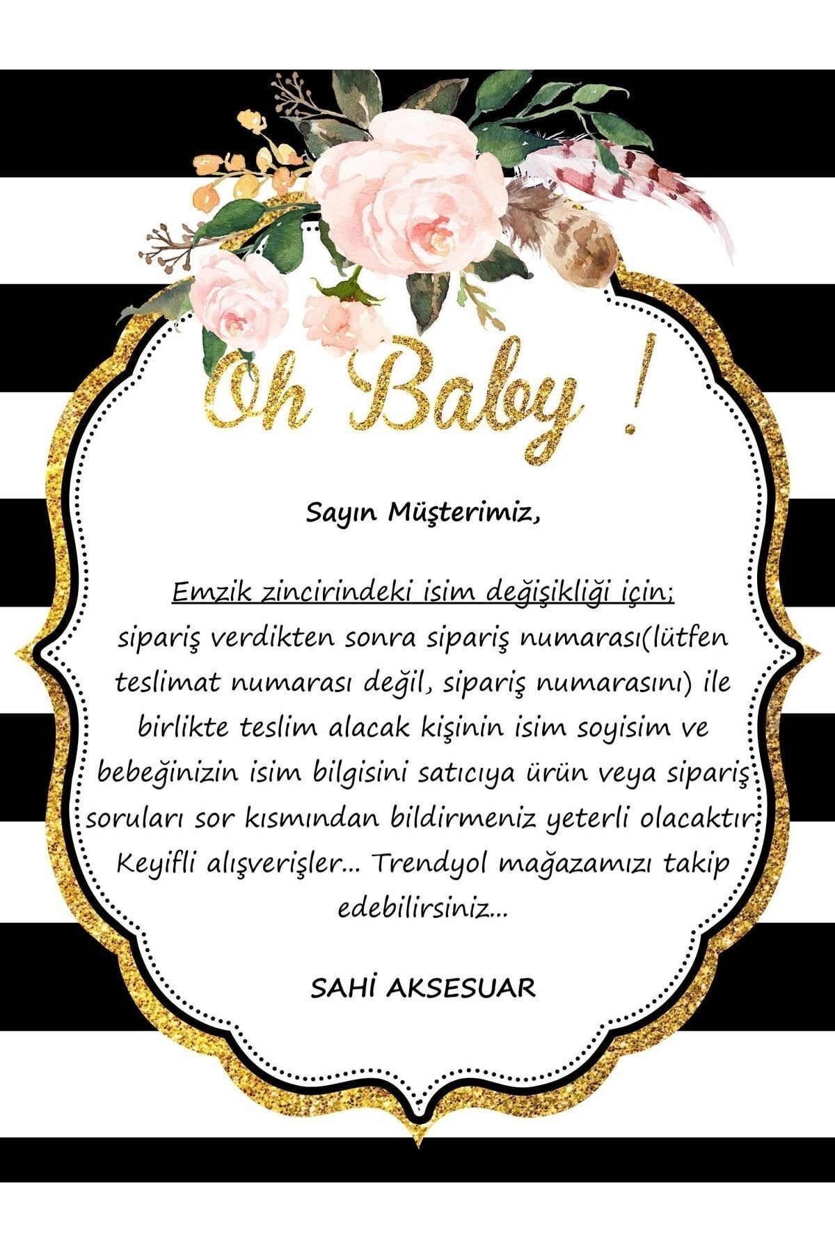 Sahi Aksesuar Sahi Aksesuar Isimli Emzik Zinciri - Emzik Askısı - Bebek Hediyesi Bez068 - Görsel 2