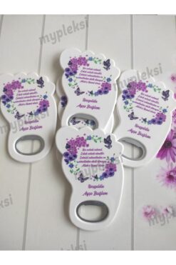 mypleksi Mor Çiçekli Bebek Magneti, Mor Çiçekli Ayak Açacak Magnet 10 Adet