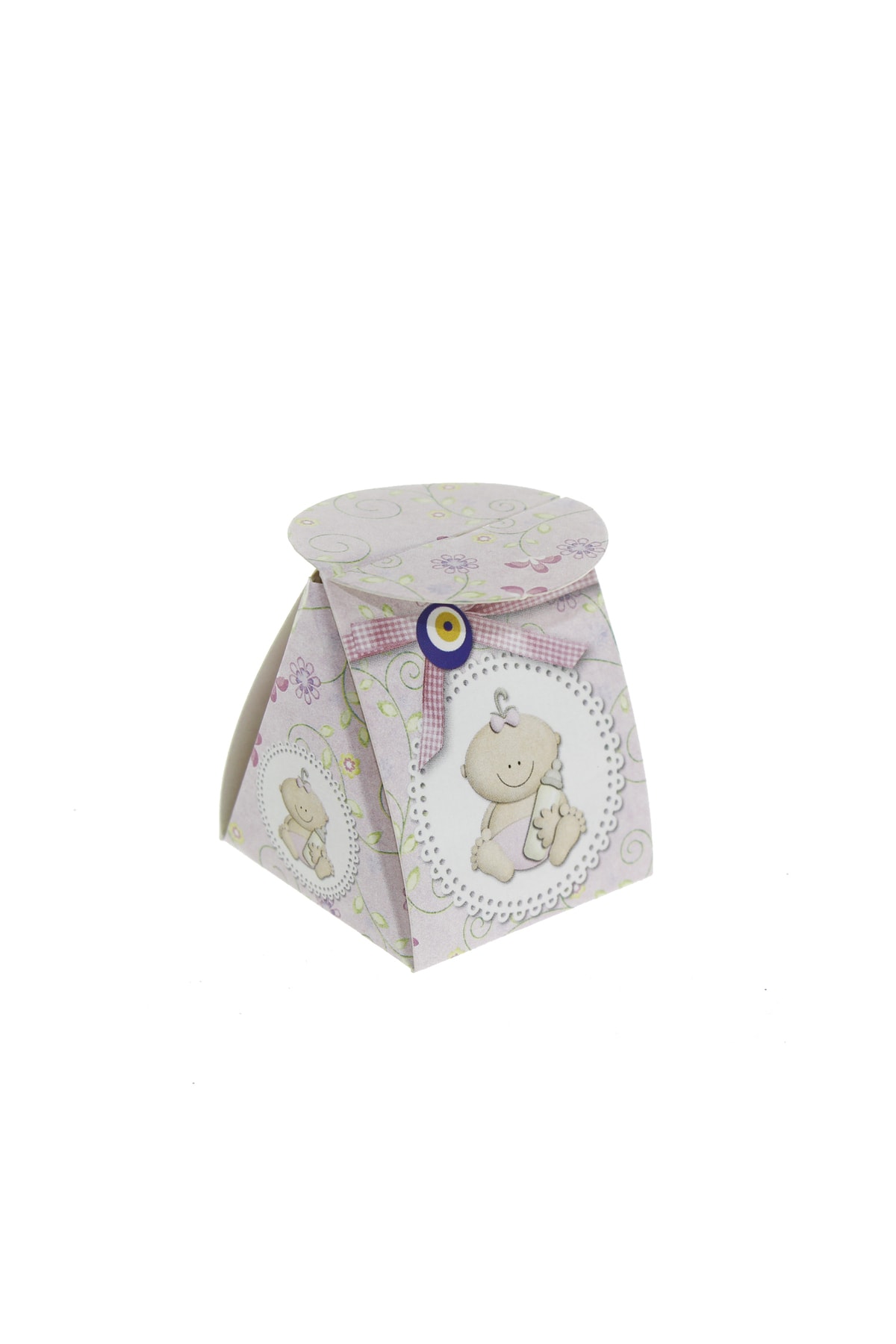 mutlu adım 50 Adet 4x4,5cm Mini Karton Lokumluk Bebekli Demonte