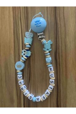 Serap Yılmaz Sahi Isimli Ahşap Boncuklu Bebek Emzik Zinciri - Emzik Askısı - Bebek Hediyesi - TYSYSH0059