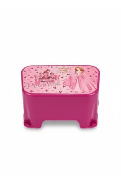 Tuffex Pembe Çocuk Basamağı – Princess Desenli, Kaymaz Ayaklı, Dayanıklı Plastik Adım Taburesi