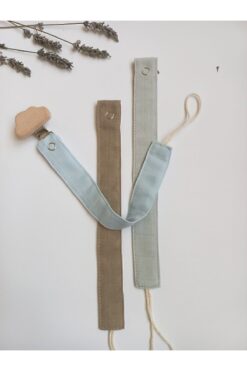 sbbaby Müslin Emzik Askısı Bulut Ahşap Klipsli Bebek Emzik Zinciri 3 lü Set Mavi Taş Gri