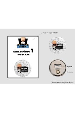 TanSev Desing Gift Kişiye Özel Metal Açacak Magnet Patron Bebek Açacak Magnet Yeni Doğan Magnet 10 Adet