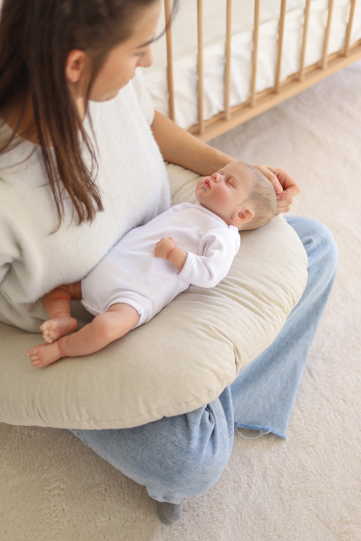 Ninna Kids Keten Emzirme Ve Destek Yastığı - Creamy