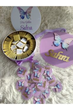 Sevdalı işler Yenidoğan Bebek Hediyelik Kapı Süsü ve Çikolata Kutusu Seti