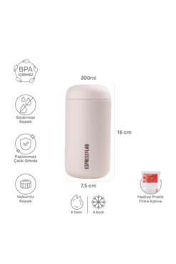 Espressolab Paslanmaz Çelik Beyaz Mini Mug Termos 300 ml No:88