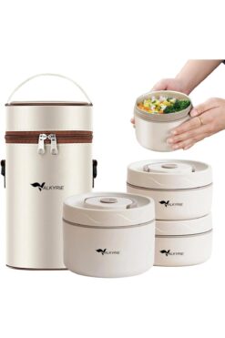 valkyrie 3 Gözlü Paslanmaz Çelik Isı Yalıtımlı Yemek Kabı Seti Çantalı 304 Steel 2 X 420ml 550ml