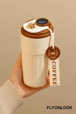 FLYONLOOK Dijital Led Göstergeli 316 L Palanmaz Çelik 400 ML Termos Kupa Bardak Çift Yalıtımlı Kahve Fincan