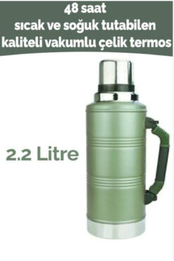 çaymekani 2.2 Litre Gint termos 48 Saat Sıcaklık Garantili Vakumlu Paslanmaz Çelik Termos