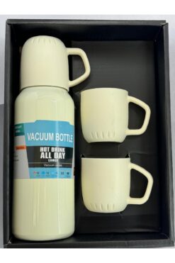Şems Pazarlama Paslanmaz Çelik Termos Seti 3'lü Bardak Çift Vakumlu 500 ml Vacuum Flask Set