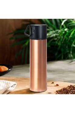 DAMMERUN 410 cc Cam İç Hazneli Gold Termos – 8 Saat Sıcak Tutabilen Premium Termos