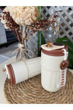 PiyaCraft Isı Göstergeli Paslanmaz Çelik Bardak Termos 410 ml Kahverengi